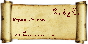 Kopsa Áron névjegykártya