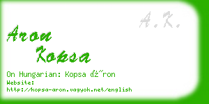 aron kopsa business card
